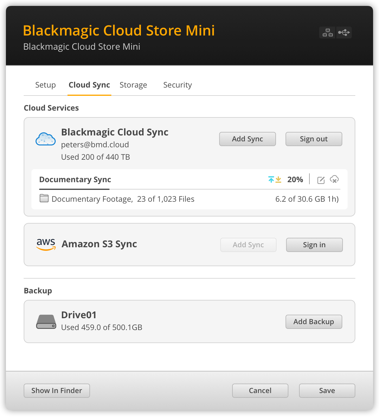 Blackmagic Cloud Store Mini with Sync