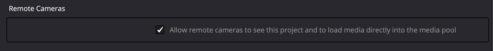 Remote cameras setting in DaVinci Resolve