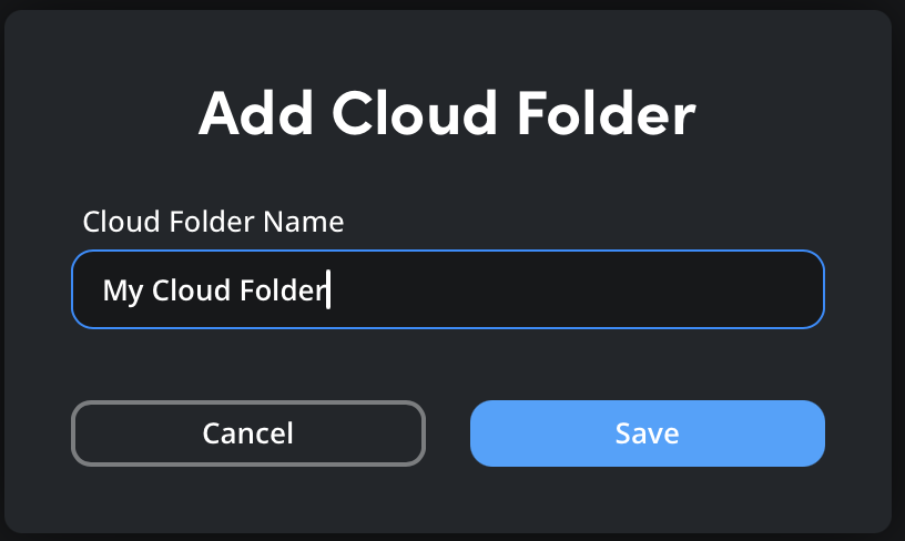 Name cloud folder dialog