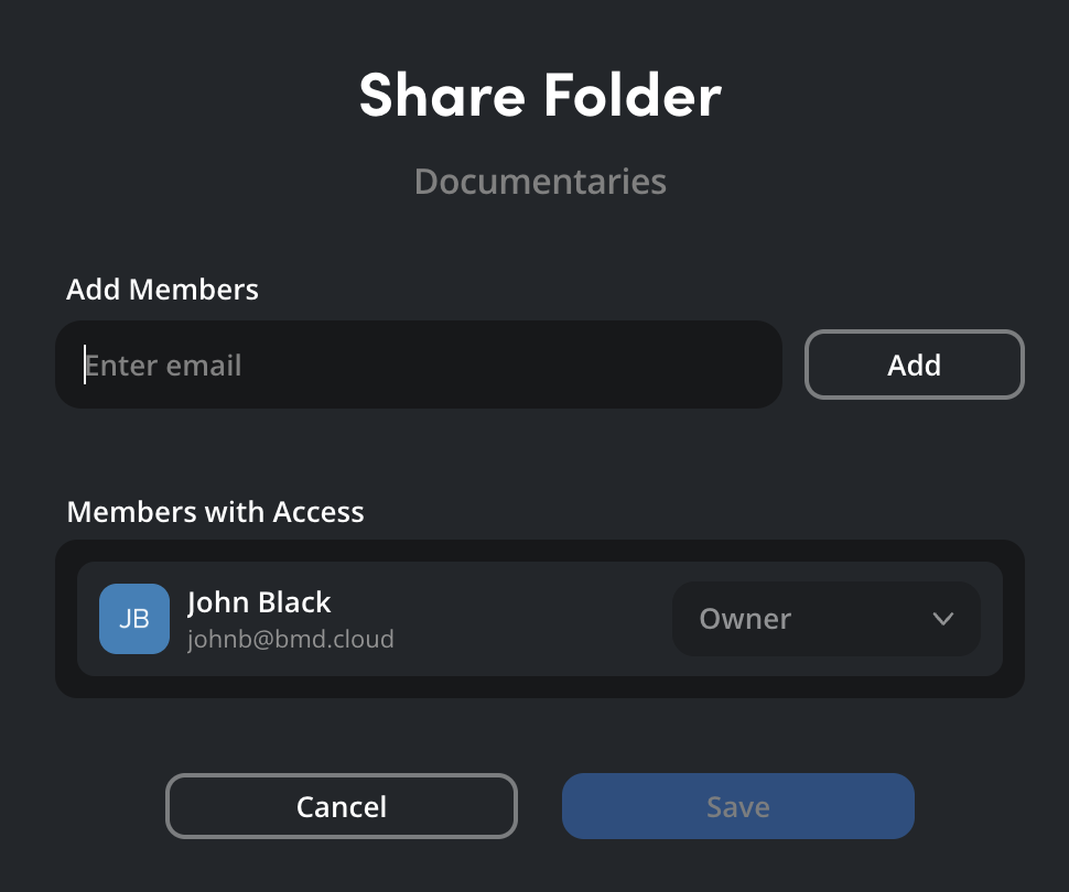 Share Folder window