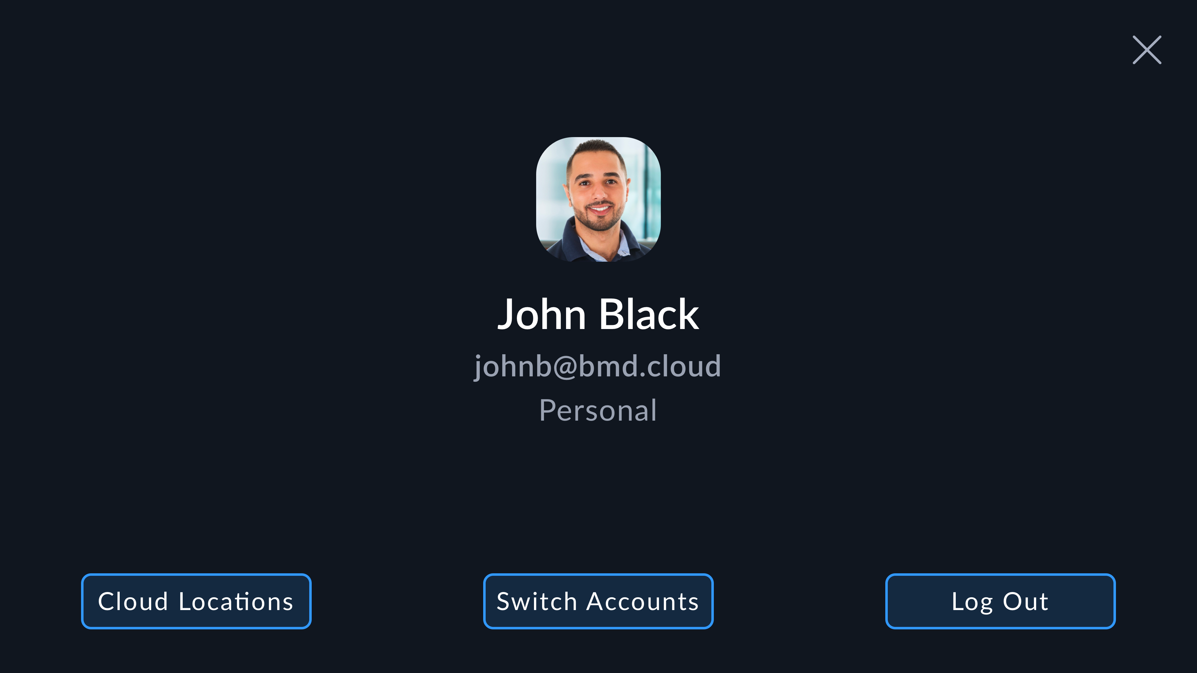 Switch profiles screen in Blackmagic URSA Cine