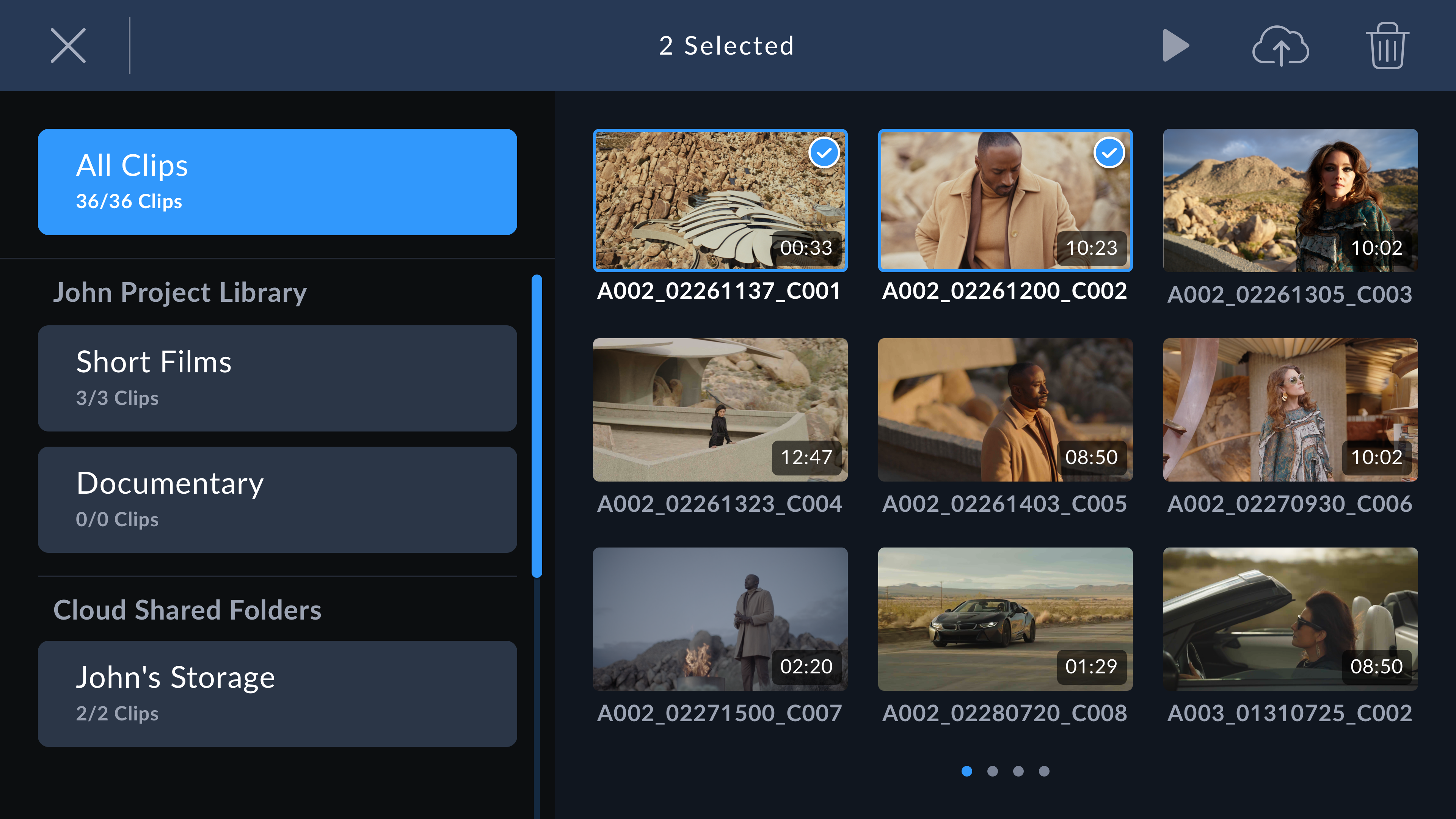 Group select clips to upload in Blackmagic URSA Cine to Blackmagic Cloud
